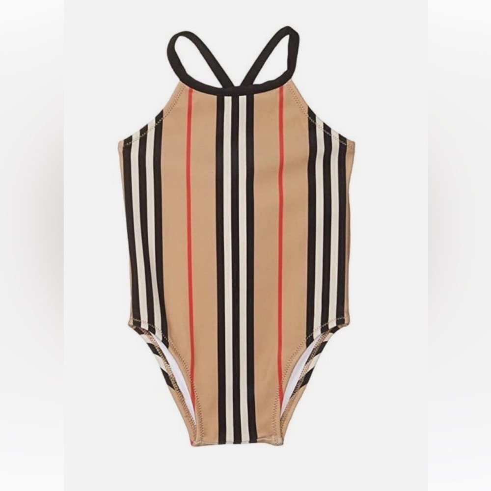 EUC! Burberry Girl’s Striped One-Piece Swimsuit